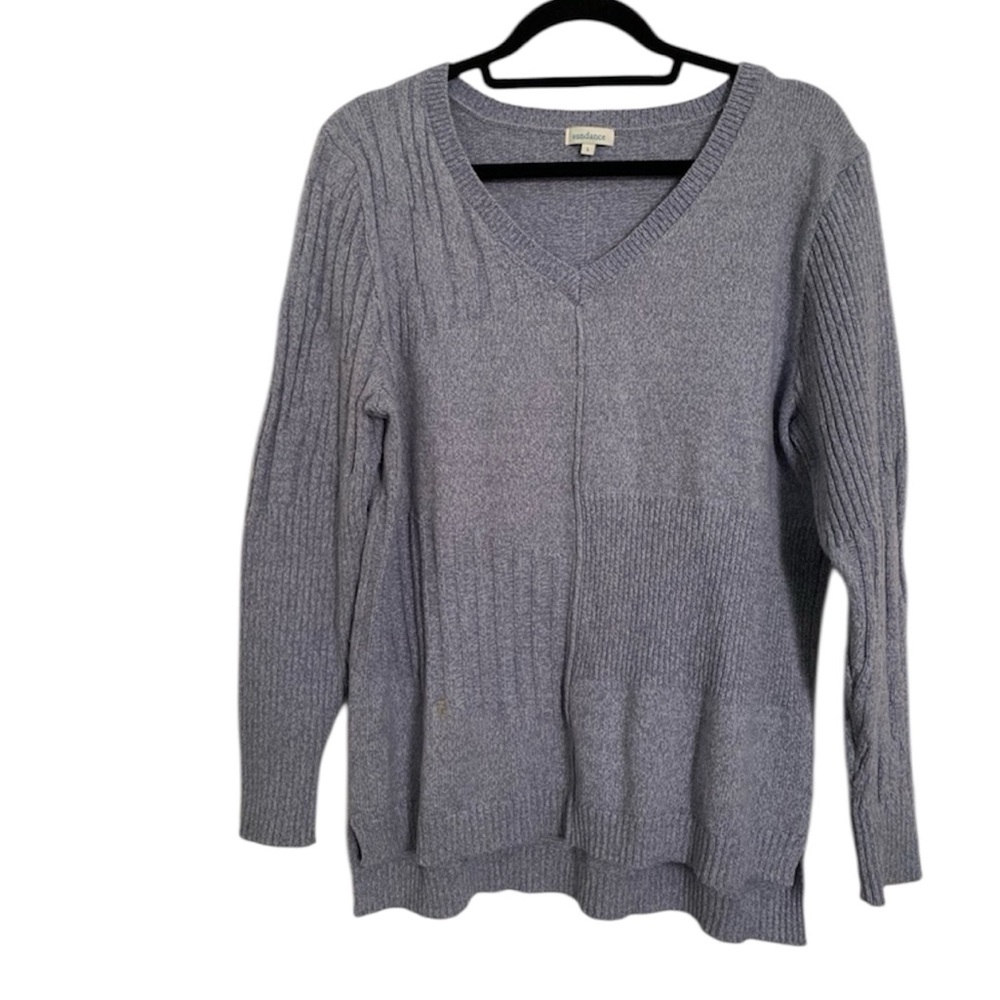 Sundance Blue V-Neck Sweater Cotton Silk Blend Size Large